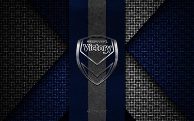 Melbourne Victory FC, A-League Men, blue white knitted texture, Melbourne Victory FC logo, Australian football club, Melbourne Victory FC emblem, football, Melbourne, Australia