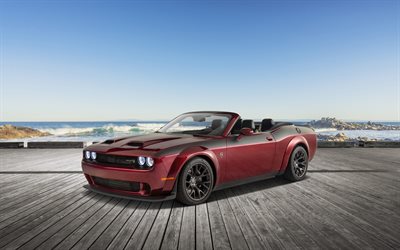 2023, Dodge Challenger Convertible, 4k, front view, exterior, red convertible, red Dodge Challenger, american cars, Dodge