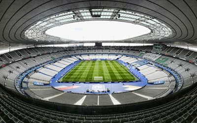 The Stade de France, inside view, football field, stands, Stade de France inside, France national football team, French football stadium, Paris, France