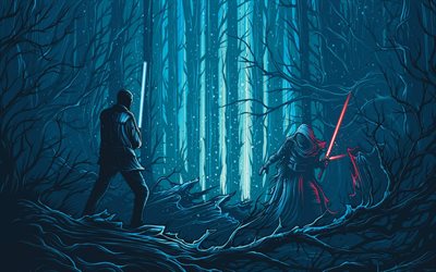 Star Wars 7, forest, battle, art