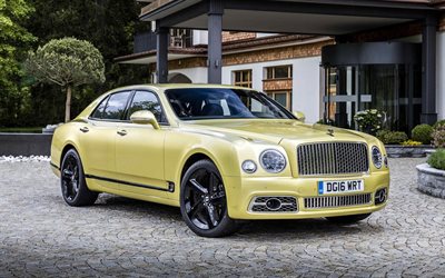 auto di lusso, per il 2017, Bentley Mulsanne, tuning, Giulebbe, berline, giallo mulsanne