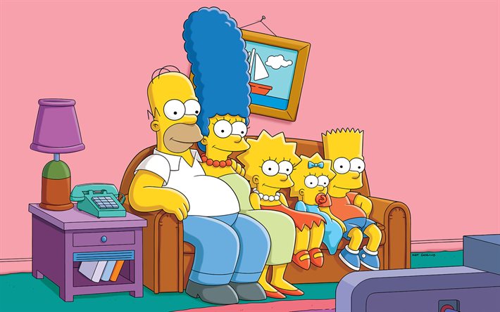 The Simpsons, family, Homer, Marge, Bart, Homer Simpson