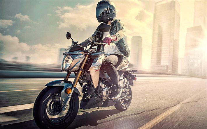 Kawasaki Z125 Pro, su strada, per il 2017, bici, motociclista, Kawasaki