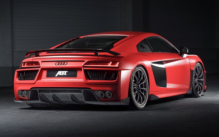 Audi R8, Abt tuning, rear view, sports coupe, orange R8, tuning R8, German cars, Audi