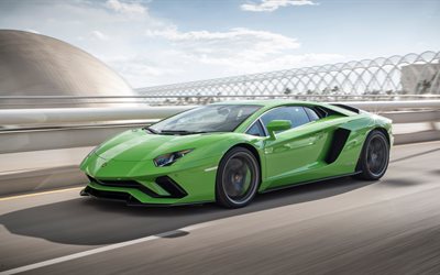 4K, Lamborghini Aventador S, 2017, green sports car, racing cars, sports coupe, green Aventador, Italian cars, Lamborghini