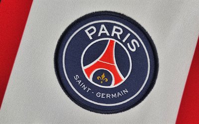 PSG embroidered emblem, 4k, PSG logo, Paris Saint-Germain, PSG shirt, PSG emblem, Ligue 1, France, football, French football club, PSG