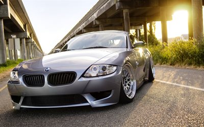 BMW Z4, 4k, roadster, tuning, bmw silver