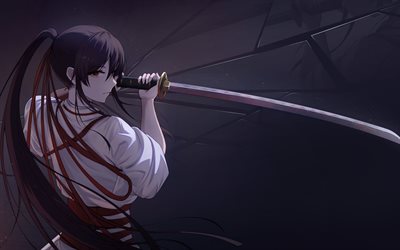 sagiri yamada asaemon, jigokuraku, paraíso do inferno, quimono, espada, mangá japonês, personagens de anime, personagens de jigokuraku