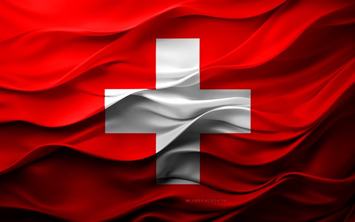 4k, スイスの旗, ヨーロッパ諸国, 3dスイスの旗, ヨーロッパ, 3dテクスチャ, スイスの日, 国民のシンボル, 3dアート, スイス