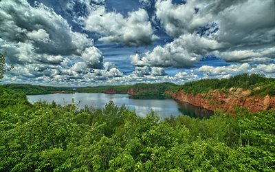 Minnesota, fiume, foresta, Nashwauk, HDR, cielo, America, USA