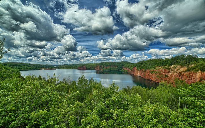 Minnesota, rivière, forêt, Nashwauk, HDR, ciel, Amérique, etats-unis