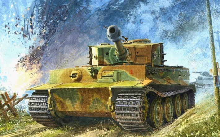 desenho, 102 batalhão, tanque pesado, tigre, figura