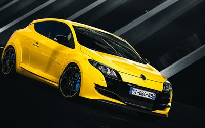 Renault Megane Sport RS, 4k, 2016 araba, sarı Megane, Renault