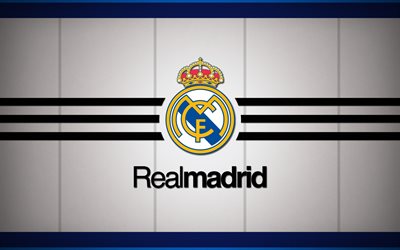 El Real Madrid, fútbol, logotipo, Galácticos, fondo blanco, logotipo Real