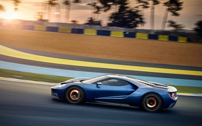 Ford GT, 2017 auto, piste, supercar, motion blur, Ford