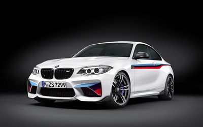 tuning, M Pièces de Performance, en 2016, la BMW M2, un Coupé, studio, blanc bmw