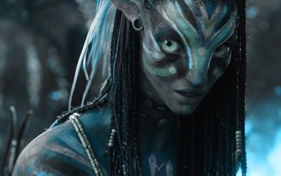 Neytiri, les yeux bleus, les personnages, l'Avatar