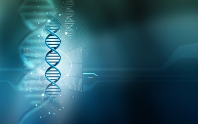 الحمض النووي, 3d, جزيء, خلفية زرقاء
