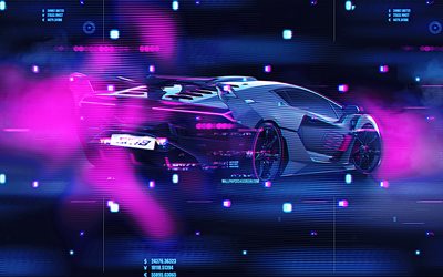 Lamborghini SC18, 4k, rear view, Cyberpunk, supercars, 2018 cars, abstract cars, Lamborghini SC18 Cyberpunk, creative, Lamborghini