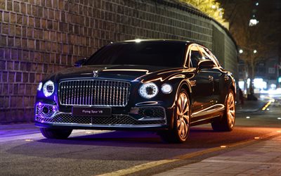 Bentley Flying Spur, 4k, headlights, 2023 cars, luxury cars, 2023 Bentley Flying Spur, british cars, Bentley