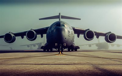 Boeing C-17 Globemaster III, american military transport aircraft, US Air Force, military airport, C-17, military aircraft