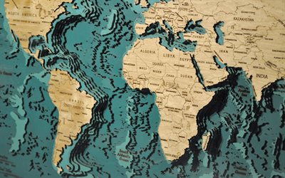 mapa do mundo de madeira, 4k, mapa da áfrica, mapa da ásia, mapa da europa, mapa da américa do norte, mapa da américa do sul, conceitos de comunicação, mapa do mundo conceitos, mapas do mundo, 3d mapa do mundo