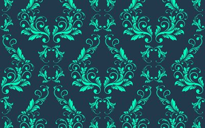 padrão verde vintage, textura floral vintage, fundo retrô verde, fundo verde padrão, textura floral, textura de padrões florais, fundo verde retrô