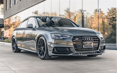 Audi S4, front view, gray sedan, S4 Quattro, gray Audi S4, Audi S4 tuning, S4 2017, German cars, Audi A4, sedans, Audi
