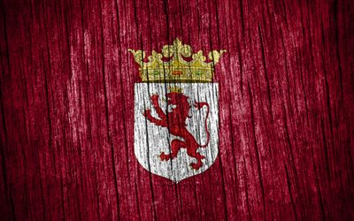 4k, bandera de león, día de león, provincias españolas, banderas de textura de madera, provincias de españa, león, españa