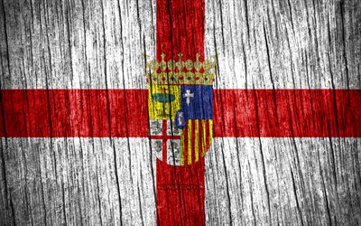 4k, サラゴサの旗, サラゴサの日, スペインの地方, 木製テクスチャ フラグ, スペインの州, サラゴサ, スペイン