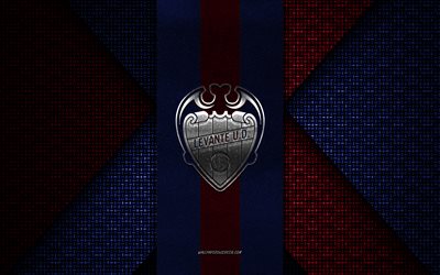 Levante UD, Segunda Division, blue red knitted texture, Levante UD logo, Spanish football club, Levante UD emblem, football, Valencia, Spain