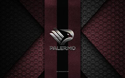 palermo fc, serie b, texture tricotée noire rose, logo palermo fc, club de football italien, emblème palermo fc, football, palerme, italie