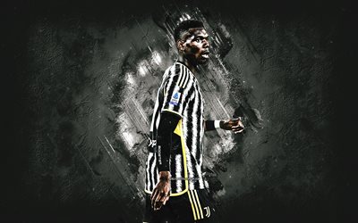 Paul Pogba, Juventus FC, french soccer player, white stone background, Serie A, Italy, football