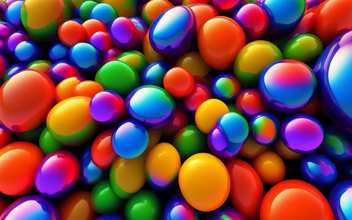 3d  värikkäitä palloja, 3d balls  tausta, sateenkaaren tausta, 3d  värillinen pallot, pallo 3d  rakenne, pallot