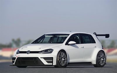 2015, volkswagen, tcr golf, spoiler, concetto, bianco