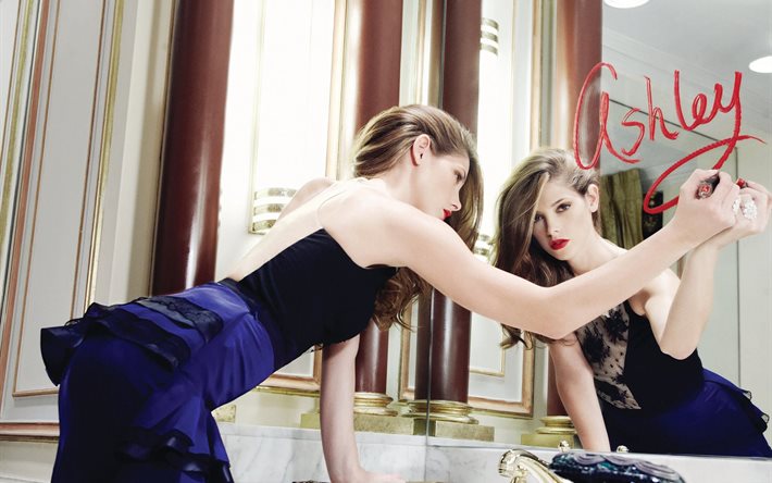 ashley greene, moderno, lusso, rivista, 2012, photoshoot, specchio, attrice