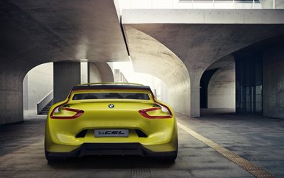 hommage, csl, bmw, 2015, yellow, rear view