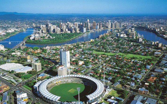 ciudad, campo de cricket, brisbane, australia