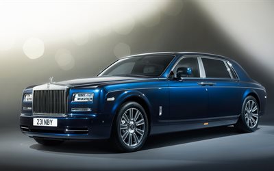 di lusso, berlina, luci della ribalta, phantom, rolls-royce, 2015, blu, limousine