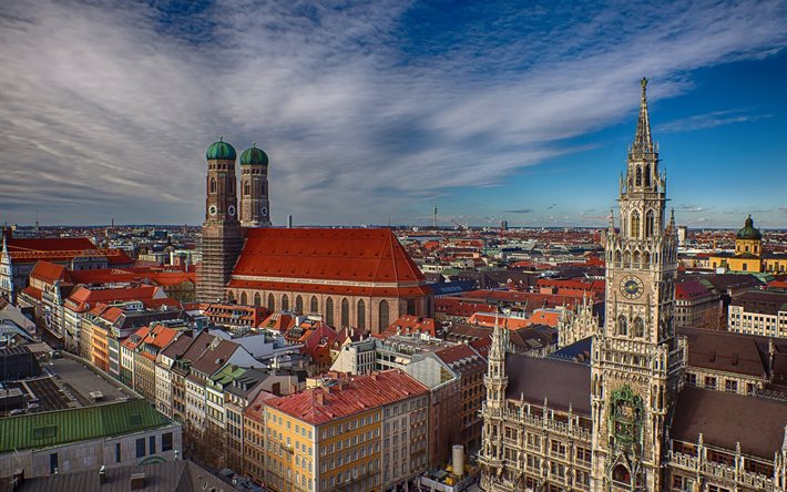 Münih, Oktoberfest, üst görünüm, bayern, çatı, şehir, Almanya