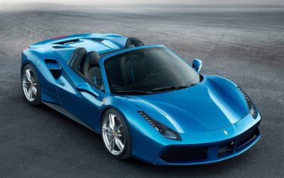 488, フェラーリ, スパイダー, 2016, 車, 青色の車