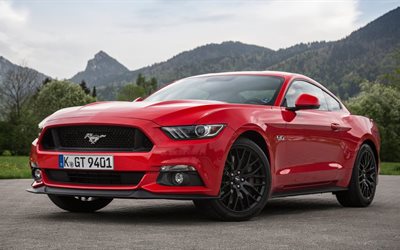 rotu, coupe, punainen, ford mustang, 2015, euro spec