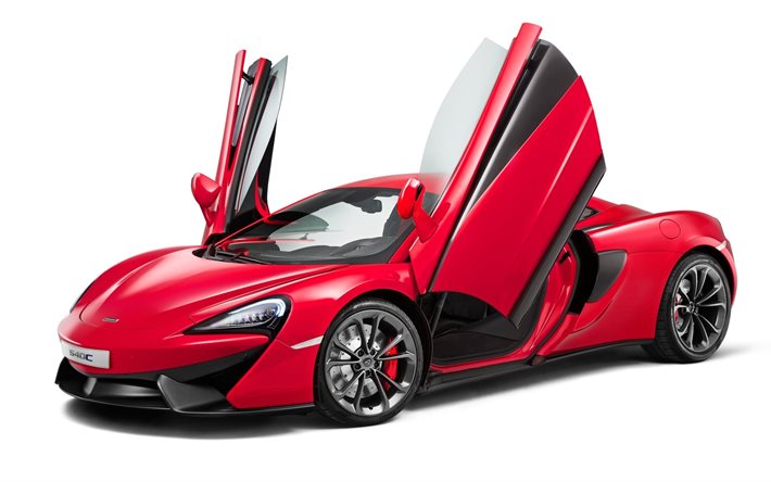 2016, mclaren 540c, coupé, röd, öppna dörrar