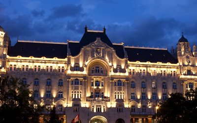 بودابست, قصر, القصر, hotel gresham, ليلة, أربعة مواسم, في gresham hotel, المجر