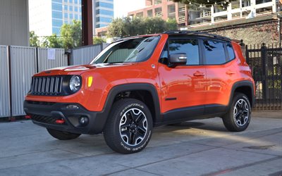 jeep renegade, en 2016, de 4x4, de nouveau, le trottoir, la ville, jeep