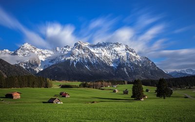 the house, grass, italy, snow peak, long exposure, mountains, alps, clouds, sky, the dolomites, the sky, landscape, pine