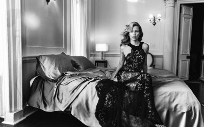 elizabeth banks, 2015, de la revista allure, sesión de fotos, en blanco y negro, la actriz