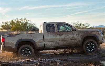 trd, off-road, toyota tacoma, pickup, 2016, dirt, the roads