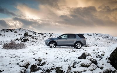 2015, land rover, side view, discovery, sport, nature, mountains, snow