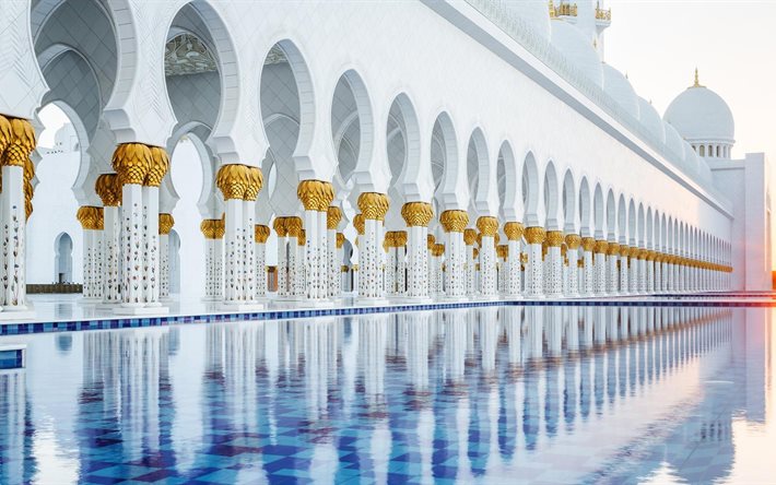 el jeque sheikh zayed, zayed, la gran mezquita, la mezquita, en el centro de la arquitectura